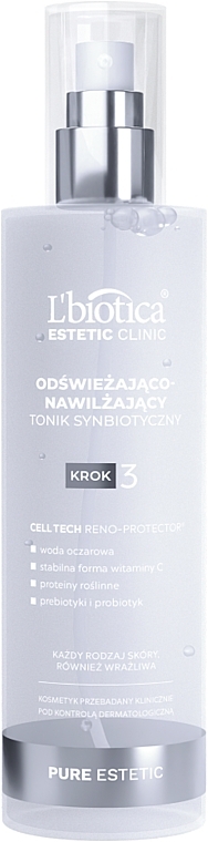 Odświeżająco-nawilżający tonik synbiotyczny do twarzy - L’biotica Estetic Clinic PURE Estetic — Zdjęcie N1