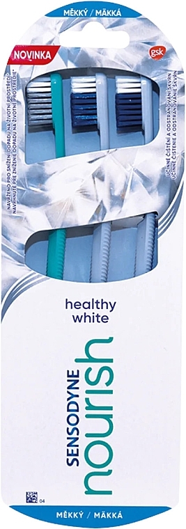 Zestaw - Sensodyne Nourish Healthy White Soft Toothbrush Set (toothbrush/3pcs) — Zdjęcie N1