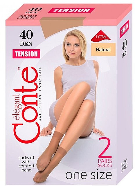 Skarpety damskie Tension, 40 Den, 2 pary, naturalne - Conte — Zdjęcie N1