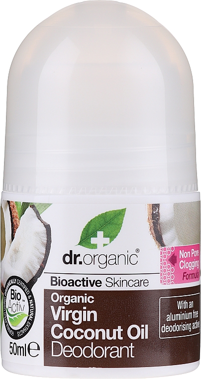 Dezodorant w kulce z organicznym olejem kokosowym do skóry suchej i wrażliwej - Dr.Organic Virgin Coconut Oil Deodorant — Zdjęcie N1