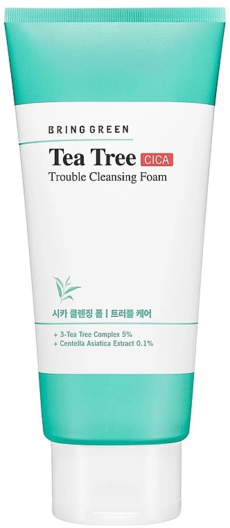 Pianka oczyszczająca z drzewem herbacianym i wąkrotą azjatycką - Bring Green Tea Tree Trouble Cleansing Foam — Zdjęcie N1