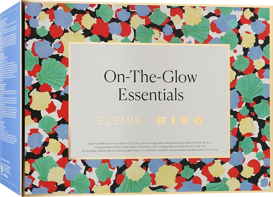 Zestaw - Elemis x Rixo On-The-Glow Essentials (bal/50g+f/cr/28ml+b/cr/15ml+ton/15ml+essen/30ml+eye/gel/100ml+bag) — Zdjęcie N2