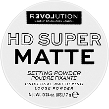 Utrwalający sypki puder matujący - Relove by Revolution HD Super Matte Setting Powder — Zdjęcie N1