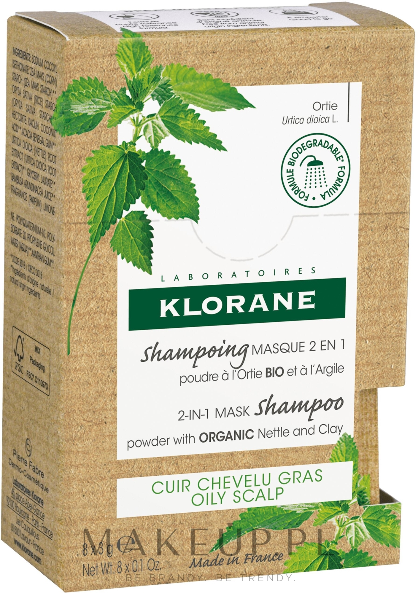Szampon-maska do włosów 2 w 1 z ekstraktem z pokrzywy - Klorane 2-in-1 Mask Shampoo Powder with Nettle and Clay — Zdjęcie 8 x 3 g