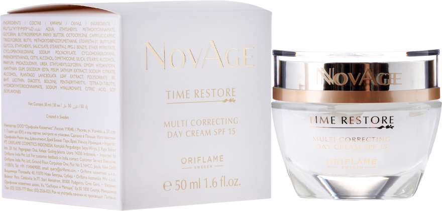 Odmładzający krem na dzień do twarzy SPF 15 - Oriflame NovAge Time Restore Multi Correcting Day Cream — Zdjęcie N1