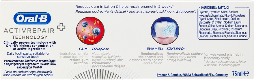 Odbudowująca pasta do zębów - Oral-B Professional Gum & Enamel Pro-Repair Original — Zdjęcie N3
