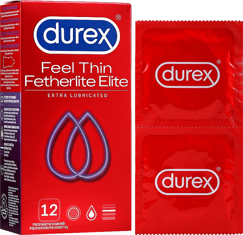 Prezerwatywy klasyczne, 12 szt. - Durex Fetherlite Elite — Zdjęcie N2