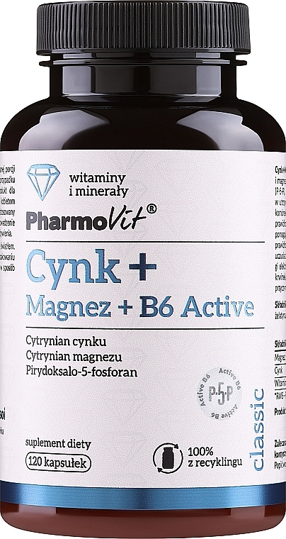 Suplement diety Cynk + Magnez + B6 Active - Pharmovit Classic — Zdjęcie N1