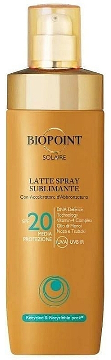 Mleczko w sprayu do ciała SPF 20 - Biopoint Solaire Latte Spray Sublimante SPF 20 — Zdjęcie N1