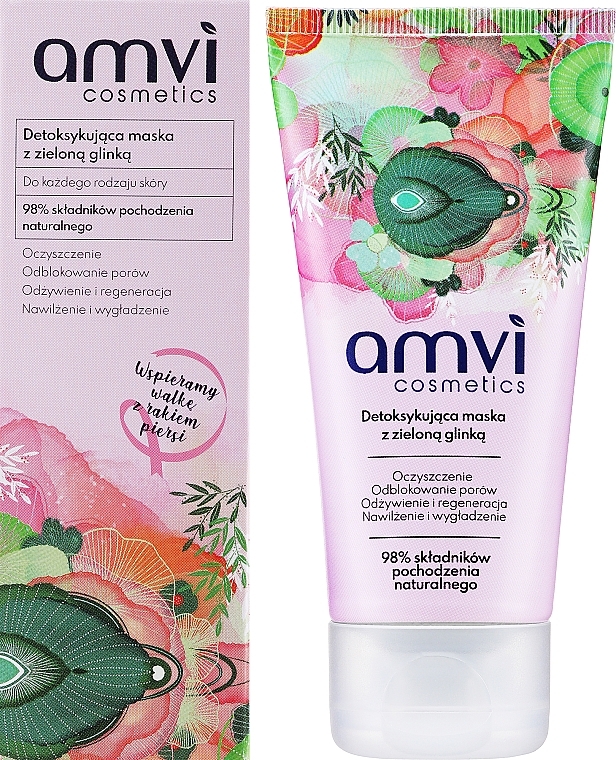Detoksykująca maska do twarzy z zielona glinką - Amvi Cosmetics — Zdjęcie N1