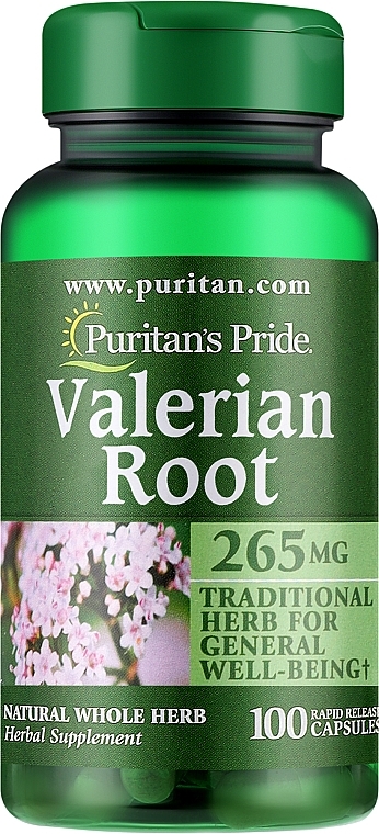 Suplement diety Korzeń kozłka lekarskiego, 265 mg - Puritan's Pride Valerian Root 265 mg — Zdjęcie N1