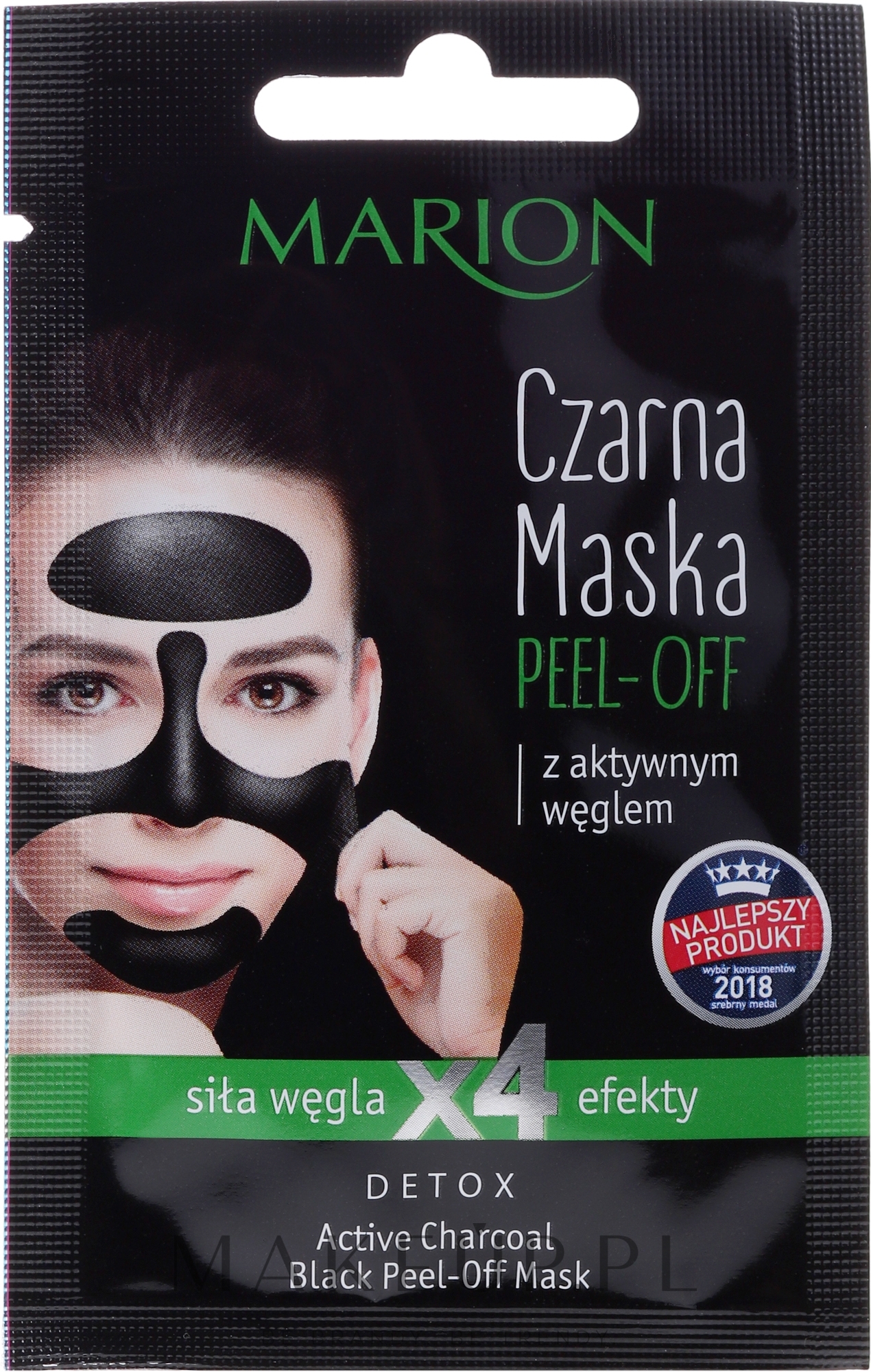 Czarna maska peel-off z aktywnym węglem - Marion Detox — Zdjęcie 6 g