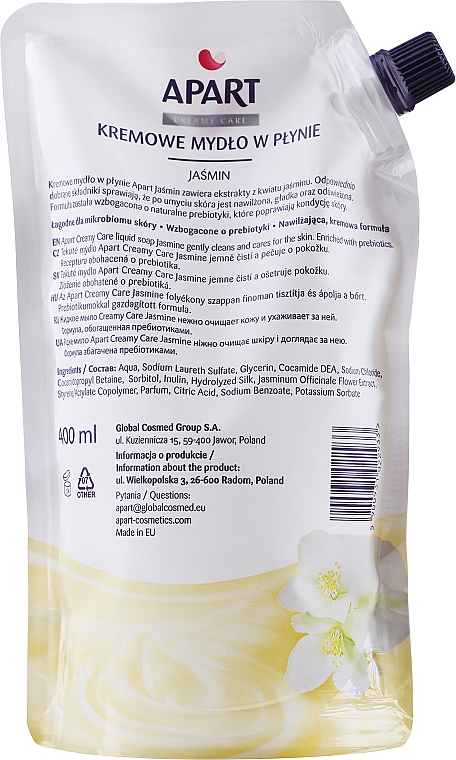 Mydło w płynie Jaśmin + Prebiotyk - Apart Creamy Liquid Soap Jasmine (uzupełnienie) — Zdjęcie N2