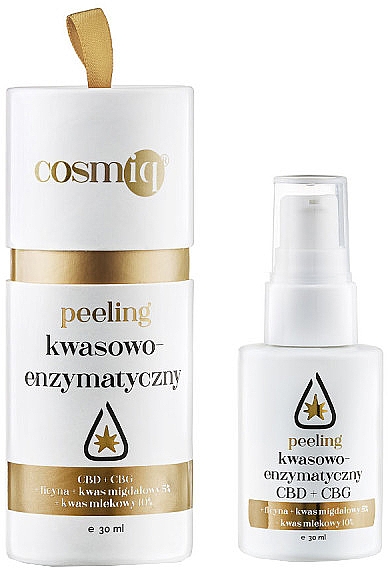 Kwasowy peeling enzymatyczny CBD + CBG do twarzy - CosmIQ — Zdjęcie N1