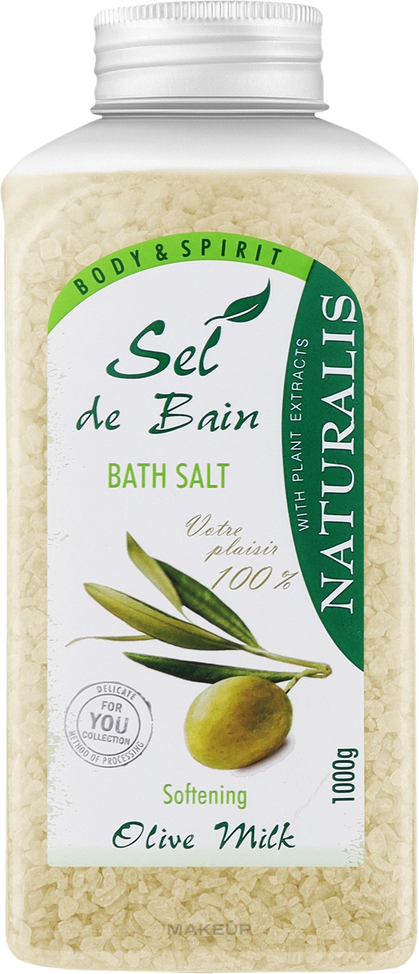 Zmiękczająca sól do kąpieli z mleczkiem oliwkowym - Naturalis Sel de Bain Olive Milk Bath Salt — Zdjęcie 1000 g