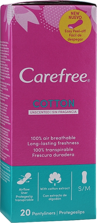 Wkładki higieniczne, 20 szt. - Carefree Salvaslip Cotton Extract — Zdjęcie N1