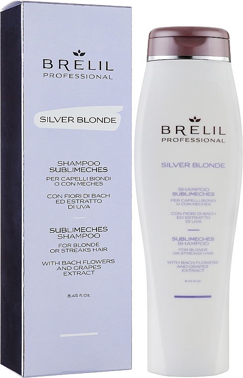 PRZECENA! Szampon neutralizujący żółte odcienie włosów blond - Brelil Silver Blonde Sublimeches Shampoo * — Zdjęcie N2