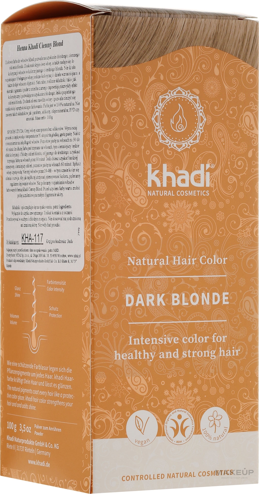 PRZECENA! Organiczna ziołowa farba do włosów - Khadi Natural Hair Color * — Zdjęcie Dark Blonde