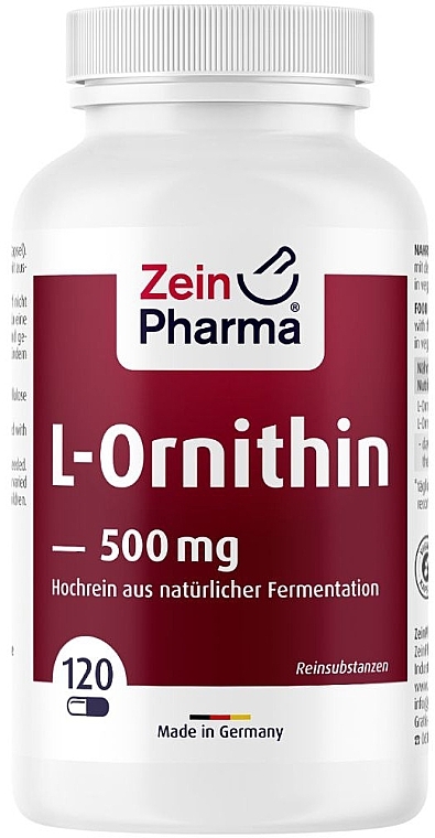 Suplement diety L-ornityna, 500 mg - ZeinPharma L-Ornithine Capsules — Zdjęcie N1