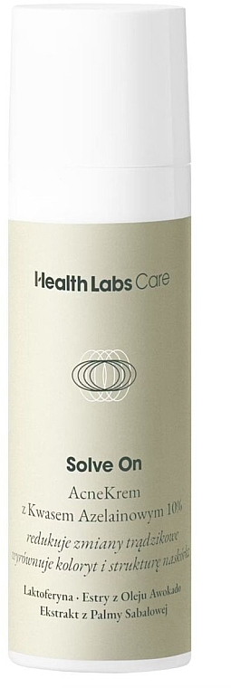 Krem na trądzik z kwasem azelainowym 10% - Health Labs Care Solve On Acne Cream — Zdjęcie N1