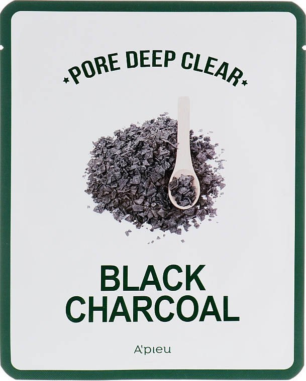 Czarna maska na tkaninie z węglem aktywnym głęboko oczyszczająca pory - A'pieu Pore Deep Clear Black Charcoal Mask — Zdjęcie N1