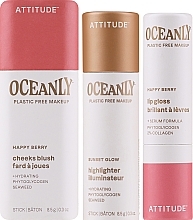 Zestaw - Attitude Oceanly Happy Berry Set (highl/8.5g + lip/stick/3.4g + blush/8.5g) — Zdjęcie N2