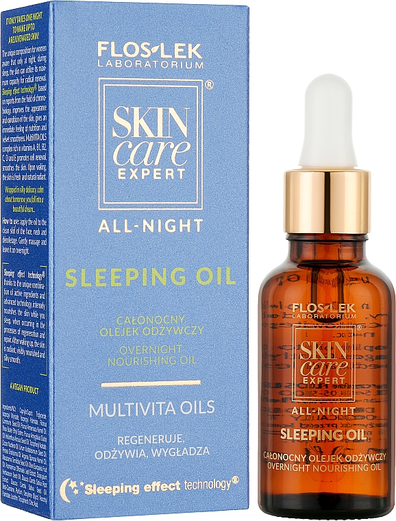 Olejek na twarz, szyję i dekolt - Floslek Skin Care Expert Overnight Oil Nourishing — Zdjęcie N2