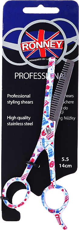 Nożyczki fryzjerskie Degażówki, 5,5 cm - Ronney Professional Logo — Zdjęcie N1