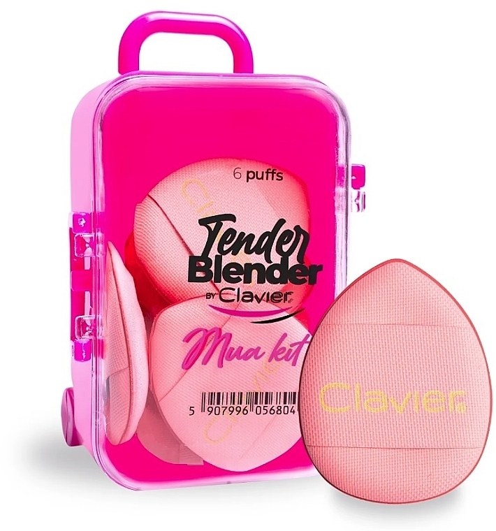 Zestaw płaskich mini gąbek do makijażu, różowy, 6 szt. - Clavier Tender Blender Mua Kit — Zdjęcie N1