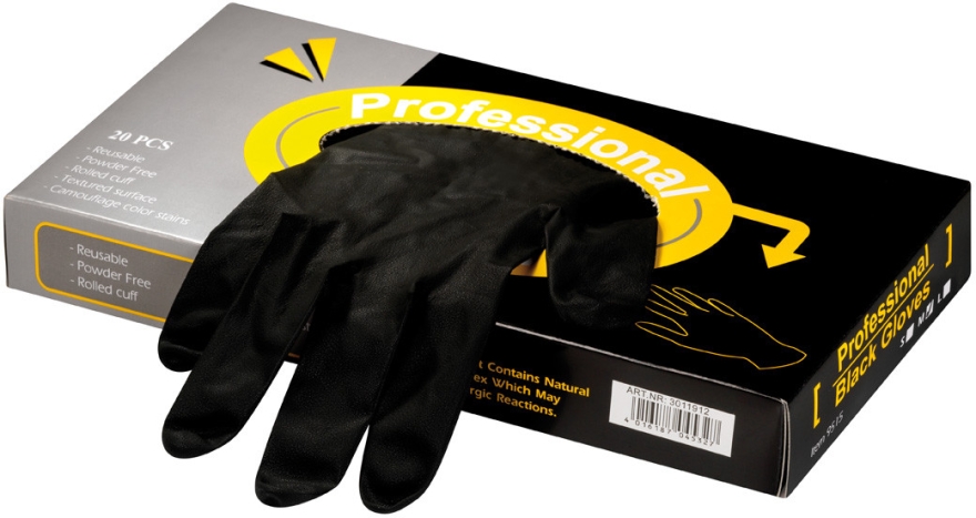 Rękawice z lateksu Professional Black, małe - Comair — Zdjęcie N1