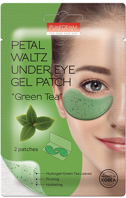 Hydrożelowe płatki pod oczy z zieloną herbatą - Purederm Petal Waltz Under Eye Gel Patch "Green Tea" — Zdjęcie N1