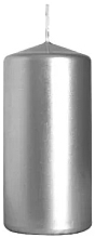 Świeca cylindryczna 50x100 mm, srebrna metaliczna - Bispol — Zdjęcie N1
