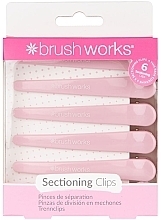 Spinki do włosów, różowe, 6 sztuk - Brushworks Sectioning Clips — Zdjęcie N1