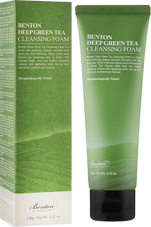 Pianka oczyszczająca do twarzy z ekstraktem z zielonej herbaty - Benton Deep Green Tea Cleansing Foam