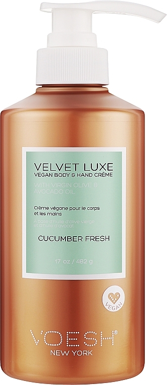 Krem do rąk i ciała ze świeżym ogórkiem - Voesh Velvet Luxe Vegan Body & Hand Cream Cucumber Fresh — Zdjęcie N1