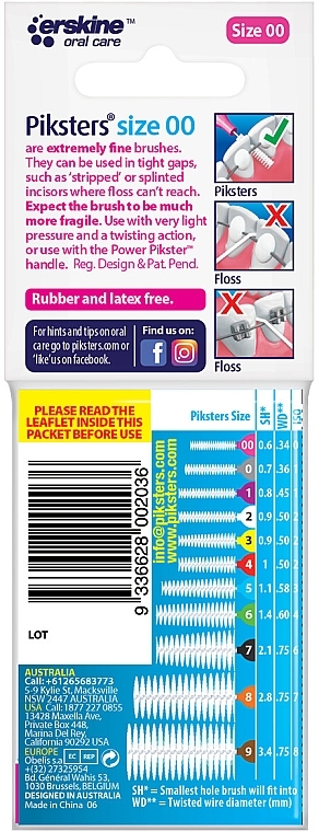 00 szczoteczki międzyzębowe, różowe, 10 sztuk - Piksters Interdental Brushes Pink Size 00 — Zdjęcie N2