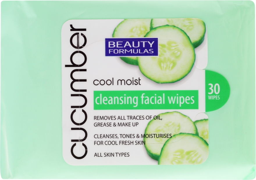 Chusteczki do demakijażu z ekstraktem z ogórka - Beauty Formulas Cucumber Cleansing Facial Wipes