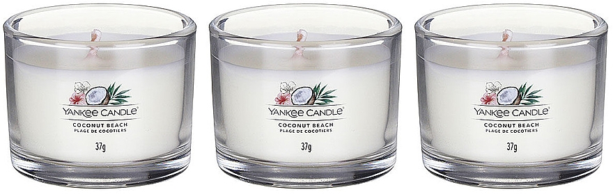 Zestaw świec zapachowych Coconut Beach - Yankee Candle Coconut Beach (candle/3x37g) — Zdjęcie N2