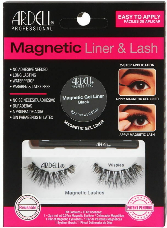 Zestaw - Ardell Magnetic Lash & Liner Lash Wispies (eye/liner/2g + lashes/2pc) — Zdjęcie N1