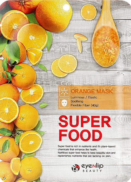 Maska w płachcie z ekstraktem z pomarańczy - Eyenlip Super Food Orange Mask — Zdjęcie N1