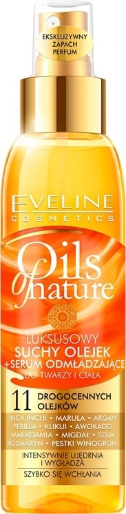 Luksusowy suchy olejek + serum odmładzające do twarzy i ciała - Eveline Cosmetics Oils of Nature — Zdjęcie N1