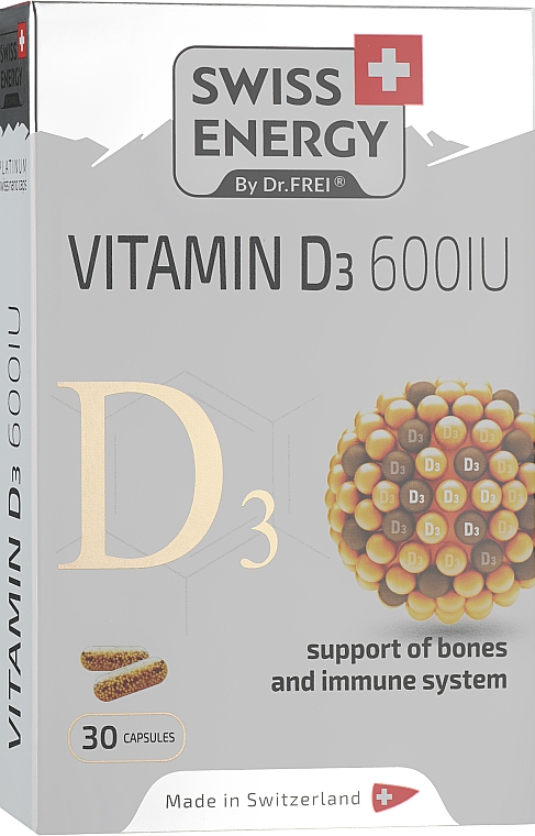 Witamina D3 600 j.m. w kapsułkach - Swiss Energy Vitamin D3 600 IU