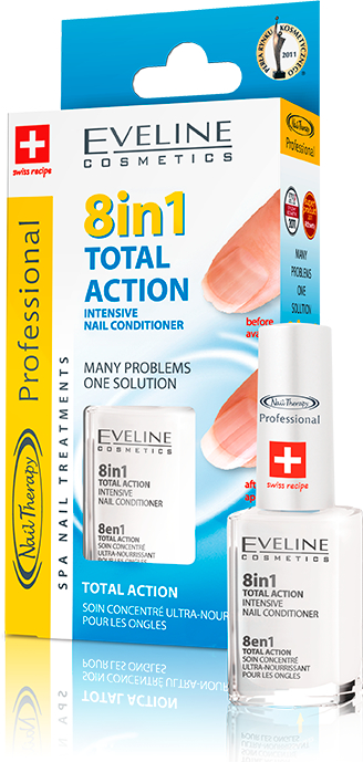 Skoncentrowana odżywka 8 w 1 do paznokci - Eveline Cosmetics 8in1 Total Action — Zdjęcie N1