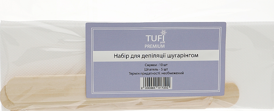 Zestaw do depilacji cukrowej - Tufi Profi (hairrem/strips/10pcs + putty/knife/5pcs) — Zdjęcie N1