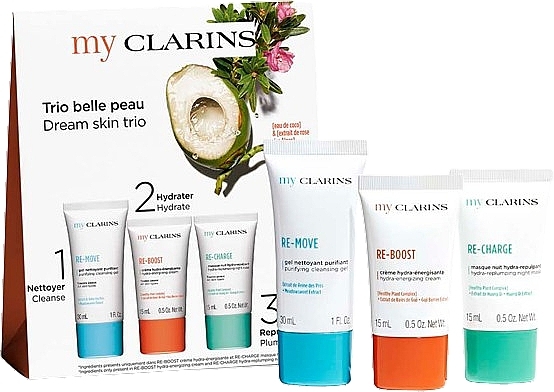 Zestaw - Clarins My Clarins Travel Kit (cr/15ml + f/gel/30ml + f/mask/15ml) — Zdjęcie N1