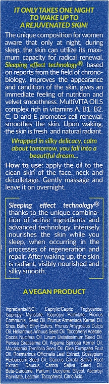 Olejek na twarz, szyję i dekolt - Floslek Skin Care Expert Overnight Oil Nourishing — Zdjęcie N3