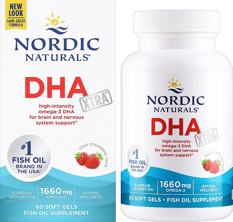 Suplement diety Omega-3, 1660 mg, smak truskawkowy - Nordic Naturals DHA Strawberry — Zdjęcie N2