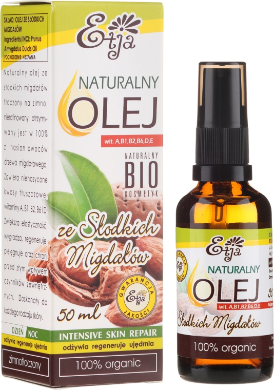 Naturalny olej ze słodkich migdałów - Etja BIO — Zdjęcie N1