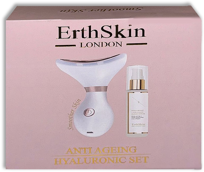 Zestaw - ErthSkin London Anti-Ageing Hyaluronic Acid Set (serum/60ml + massager/1pcs) — Zdjęcie N1