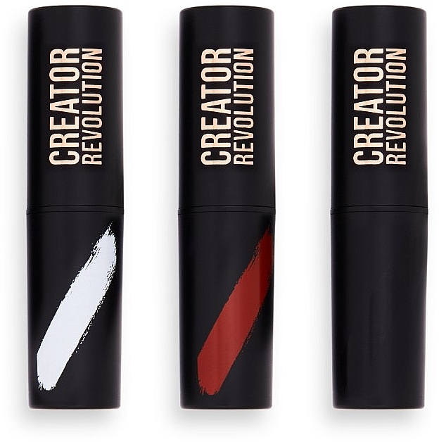 Zestaw sztyftów do makijażu - Makeup Revolution Creator Fast Base Paint Stick Set White, Red & Black — Zdjęcie N3